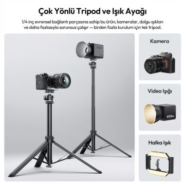 Ulanzi MT93 160cm Otomatik Açılır Uka Ball Head Quick Release Alüminyum Tripod - T202