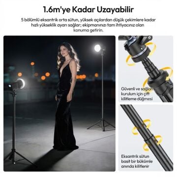 Ulanzi MT93 160cm Otomatik Açılır Uka Ball Head Quick Release Alüminyum Tripod - T202