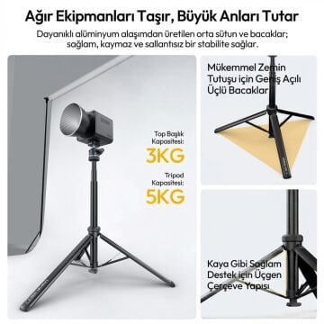 Ulanzi MT93 160cm Otomatik Açılır Uka Ball Head Quick Release Alüminyum Tripod - T202