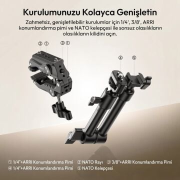 Ulanzi HD02 Super Clamp 3kg 360° Ball Head Ayarlanabilir Kelepçe - T099