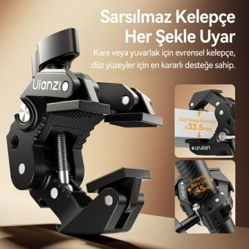 Ulanzi EA03 1kg Taşıma Kapasiteli 45mm Kelepçe 360° Ayarlanabilir Super Clamp - C082