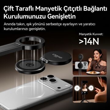 Ulanzi LM21 Manyetik LED Dolgu Işığı Mini Telefon Video Işığı Siyah - L236
