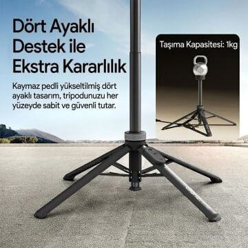 Ulanzi MT85 Otomatik Açılır Manyetik Telefon Tripodu ve Selfie Stick 150cm - T122