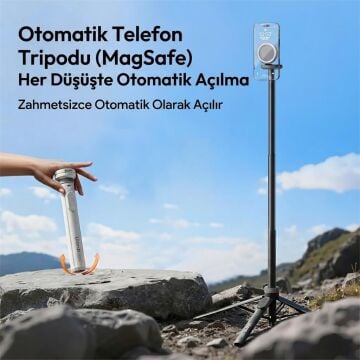 Ulanzi MT85 Otomatik Açılır Manyetik Telefon Tripodu ve Selfie Stick 150cm - T122