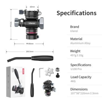 Ulanzi U190 Pro Fluid Video Tripod Başlığı E009GBB1