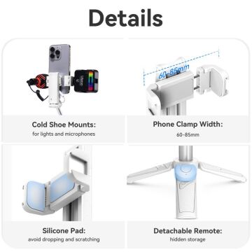 Ulanzi JJ02 Extendable Telefon Tripod Grip Beyaz