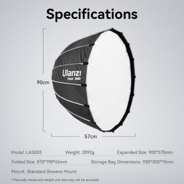 Ulanzi 90cm Bowens Mount Parabolic Softbox L055