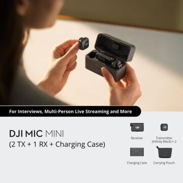 DJI Mic Mini 2 Kişilik Kablosuz Yaka Mikrofonu (2TX+1RX+CC)