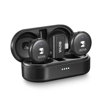 BOYA Omic-D Wireless İkili Yaka Mikrofonu Lightning (Siyah)
