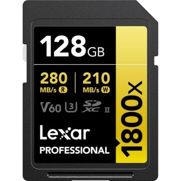 Lexar Professional 128GB 1800X 280 MB/s 4K V60 SDXC Hafıza Kartı