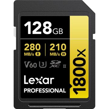 Lexar Professional 128GB 1800X 280 MB/s 4K V60 SDXC Hafıza Kartı