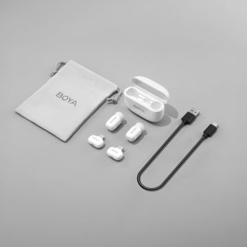 BOYA Mini Wireless Yaka Mikrofonu - Beyaz