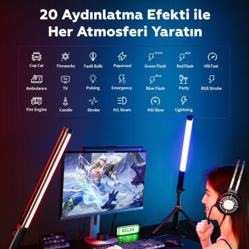 Ulanzi VL119 10W RGB Tüp Led Işık - Yeni Versiyon