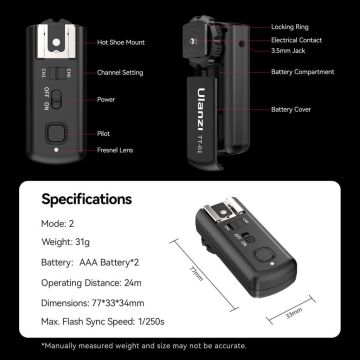 Ulanzi TT-01 Kablosuz Flaş Tetikleyici L002