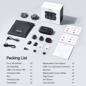 Ulanzi A30 Tiny 2 Kişilik Mikrofon Seti - Siyah