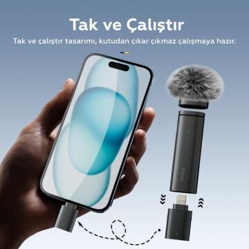 Ulanzi WM-10 Iphone 11/12/13/14 Uyumlu Kablosuz Yaka Mikrofonu