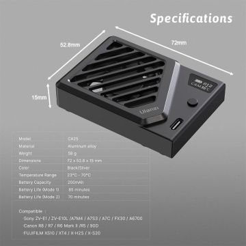 Ulanzi CA25-S Sony/Fujifilm/Canon/Nikon Kameralar İçin Soğutma Fanı