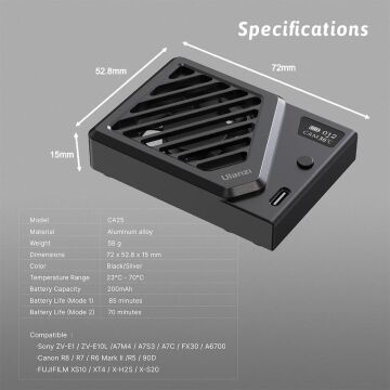 Ulanzi CA25-S Sony/Fujifilm/Canon/Nikon Kameralar İçin Soğutma Fanı