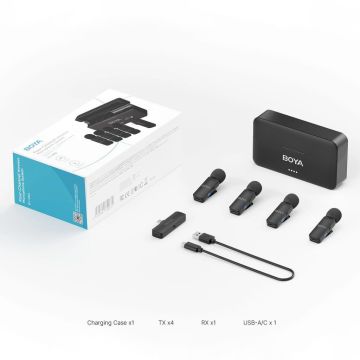 Boya BY-V4D 4 Kişilik Şarj Kutulu Kablosuz Mikrofon Seti - Lightning