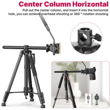 Ulanzi U-Select VT-02 Hafif Taşınabilir 360° Alüminyum Tripod Monopod