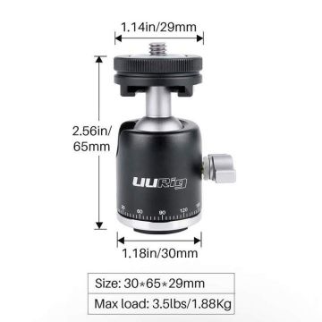 UURig R001 Top Kafa (Ball Head) Tripod Kafa