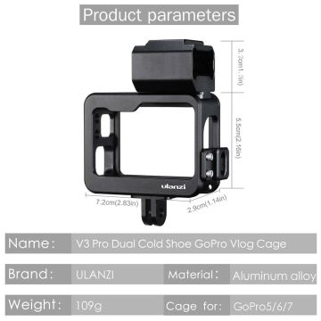 Ulanzi V3 Pro Gopro Hero 5 6 7 Vlog Case Çerçeve