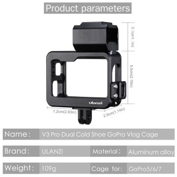 Ulanzi V3 Pro Gopro Hero 5 6 7 Vlog Case Çerçeve