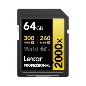Lexar 64GB Professional 2000x 300MB/s SDXC UHS-II V90 Hafıza Kartı - LSD2000064G-BNNNG