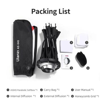 Ulanzi AS-045 Izgaralı ve Gridli Softbox 45cm 3308
