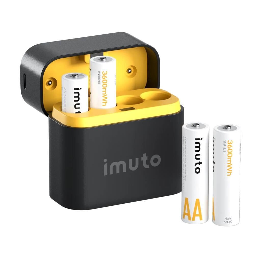Imuto 3600mWh AA Şarj Edilebilir Lityum Pil Seti (4’lü) Hızlı Şarj Cihazı