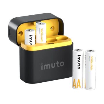 Imuto 3600mWh AA Şarj Edilebilir Lityum Pil Seti (4’lü) Hızlı Şarj Cihazı