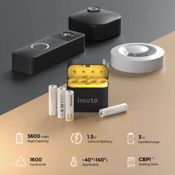 Imuto 3600mWh AA Şarj Edilebilir Lityum Pil Seti (4’lü) Hızlı Şarj Cihazı
